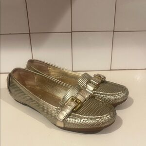 Coach Gold Loafers for Women with Buckle Size 6.5 worn once!